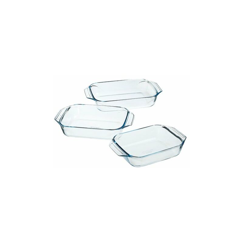 Basics - Pirofile rettangolari da forno in vetro, set da 2 pezzi,  capacità 2 e 3 litri