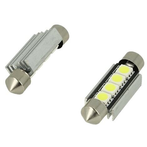 Coppia Lampade Led Siluro T11 C5W 42mm 24V &ndash; 6 SMD 7070 6000K Bianco Per Auto E Camion