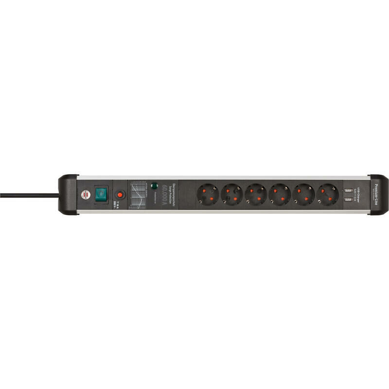 Regleta Premium-Alu-Line 8-tomas con interruptor 3m H05VV-F 3G1,5