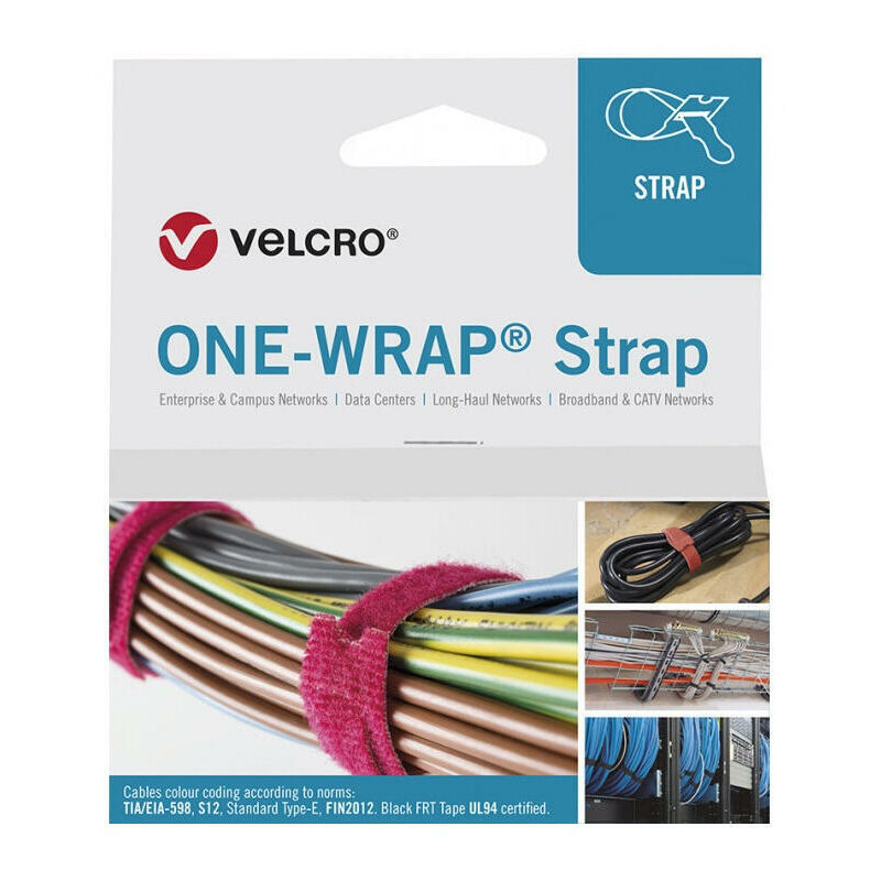Bridas reutilizables fijación para cables VELCRO® One-wrap, blanco - Pack  25 uds
