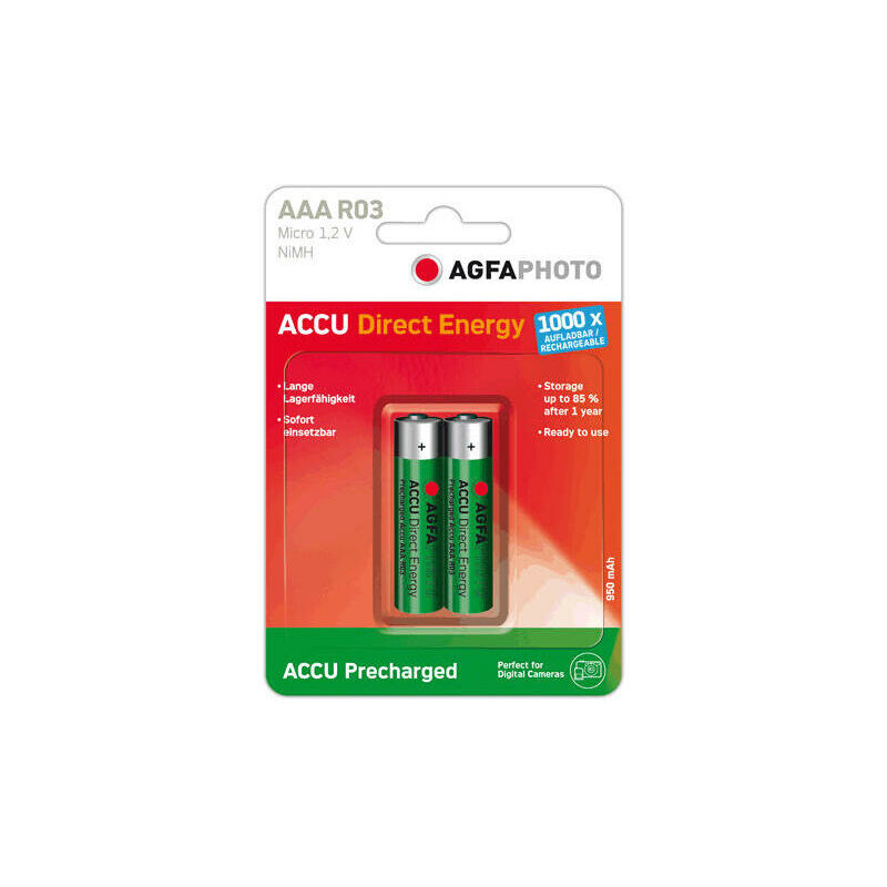 Agfa NiMh Micro AAA 950mAh Direct Energy Batteries Silver