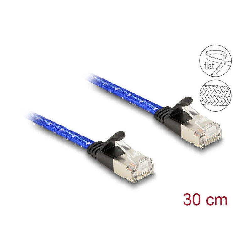 BeMatik Cable de Red SFTP RJ45 Cat.8 25cm Azul