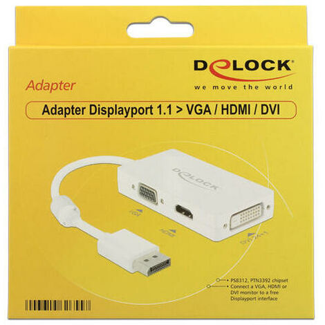 Cables DVI - UNOTEC ADAPTADOR DE DISPLAYPORT A DVI-I + VGA + HDMI