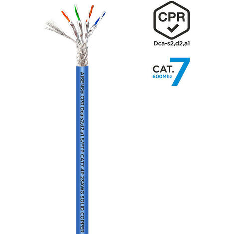 Bobina Cable de instalación CAT8. S/FTP, LSZH, azul, 100m