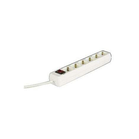 REGLETA GARZA 6 TOMAS CON INTERRUPTOR Y CABLE 1,5mm-1,4m BLANCO