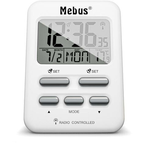 Mebus 25800 despertador reloj despertador digital blanco