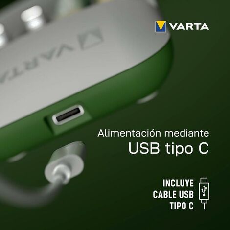 Cargador de pilas - Cargador ECO pilas recargables AA / AAA (Incluye 4  pilas recargables AAA Recycled 800mAh) VARTA, Gris