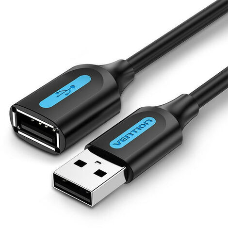 Cable alargador USB 2.0, negro, 1,5 metros