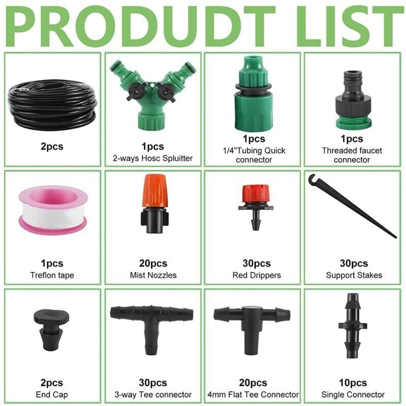 Kit d'irrigation de jardin, , 30M Goutte à Goutte Jardin Système d'Arrosage Pour Jardin, Pelouse, Paysage, Potager 2