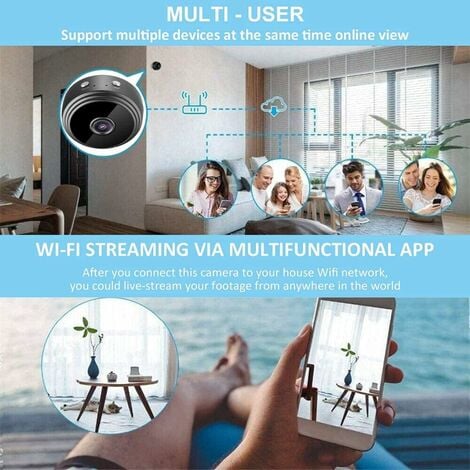 Mini Camera Espion, 1080P Caméra de Surveillance sans Fil avec Enregistrement  Camera Surveillance WiFi Longue Batteries