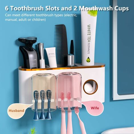 Distributeur automatique de dentifrice mural porte-brosse à dents
