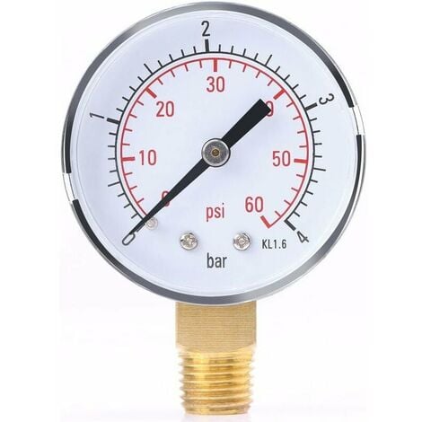 Manomètre, instrument de jauge d'air précis en acier inoxydable 304 pour  pompe à vide 0 ~ -14psi G1/4in connecteur pour la mesure de la jauge d'eau  à