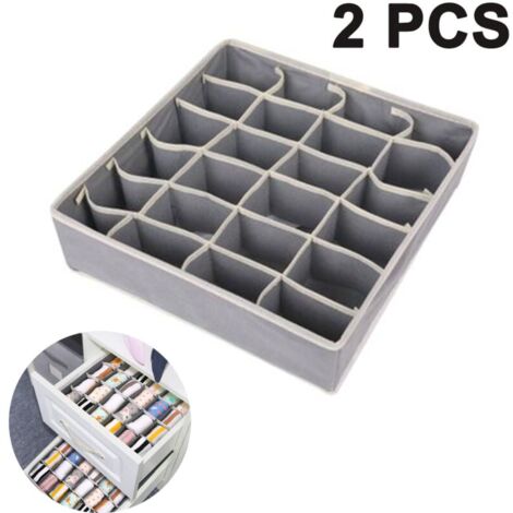 Lot De 3 Organisateurs De Tiroir - 64 Compartiments - Range Chaussettes Et Sous-vêtements - Beige