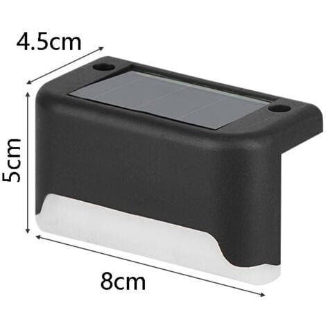 Lot de 12 lumières solaires extérieures éclairage étanches pour jardin terrasse chemins clôture escalier balcon decoration, , lumière blanche et chaude(noir)
