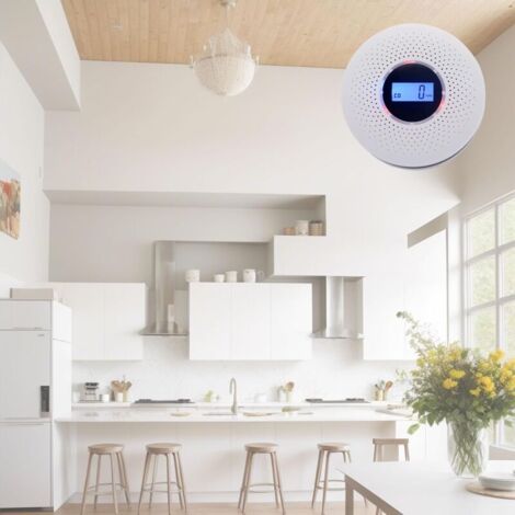 Détecteur De Fumée Et CO WiFi PHYSEN - Écran LCD, Batterie 10 Ans, Certifié EN14604/EN50291