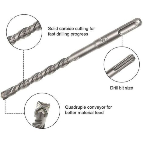 Foret béton SDS , 9pcs (5 Mm 16x160 Mm) foret carrelage, foret Coffret de mèches et burins pour un perforateur , Forets Transversaux Pour Béton, Brique, Pierre, Naturelle, Métal