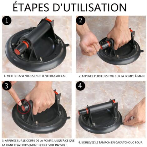 Ventouses De Levage Professionnelles 8 Pouces - Lot De 2 - Capacité 110kg - Pour Verre, Carrelage, Meubles - Double Couche Caoutchouc