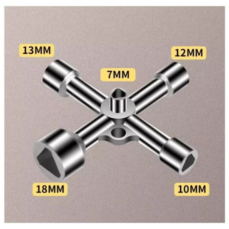 Clé Triangulaire 4 Voies 5 Tailles (7mm/10mm/12mm/13mm/18mm) - Alliage Zinc Pour Compteurs Eau/Électricité