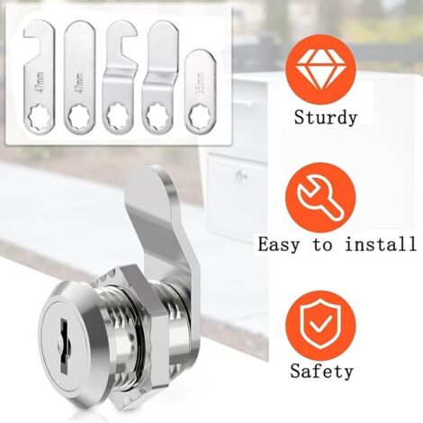 VIDETOL Lot De 10 Serrures à Came De Sécurité De 30 Mm Avec 20 Clés, Chaque Clé Est Différente, Serrures De Casier De Sécurité Pour Placard, Tiroir, Armoire, Boîte Aux Lettres Et
