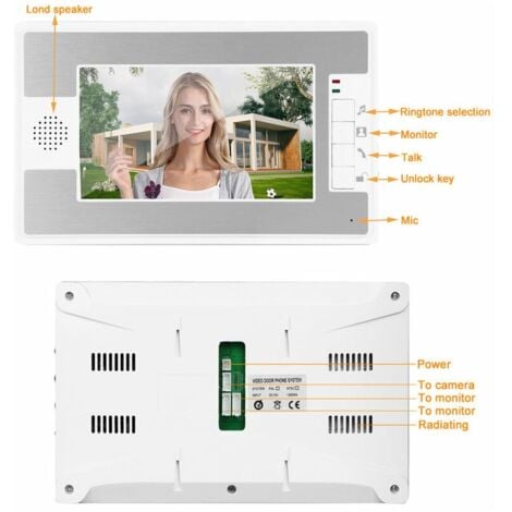 Interphone vidéo filaire de 7 pouces avec écran TFT et système d'accès à distance à vision nocturne 100-240VUK