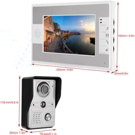 Interphone vidéo filaire de 7 pouces avec écran TFT et système d'accès à distance à vision nocturne 100-240VUK
