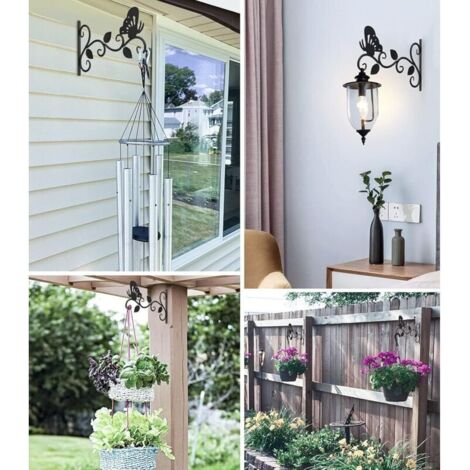 JRSHIRLEYLTD Lot de 6 chaînes suspendues en métal noir - Pour intérieur et extérieur - Crochets pour mangeoires à oiseaux, plantes suspendues, pots de fleurs, lanternes, tableau de billard