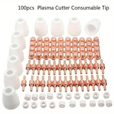 100 Pièces Consommables Découpe Plasma : Buses, électrodes, Bagues, Cup - Pour CUT40, LGK40, Etc.