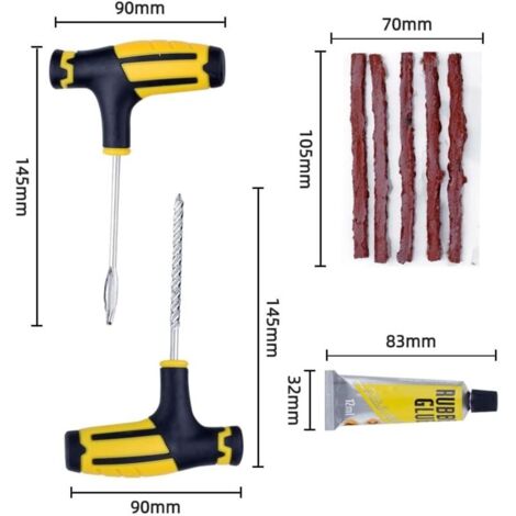 Kit De Réparation De Pneu Richunie 100 Pièces – Chevilles En Caoutchouc, Avec Tournevis, Pour Voiture Et Moto