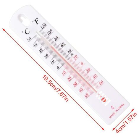 Lot De 2 Thermomètres Muraux Intérieur/extérieur - Affichage Celsius Et Fahrenheit - Plastique Blanc