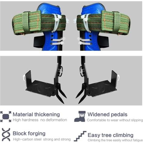 Ensemble de pointes d'escalade d'arbre avec sangles de ceinture de harnais de sécurité réglables, kit d'escalade d'arbre avec 2 engrenages en acier, outils d'escalade