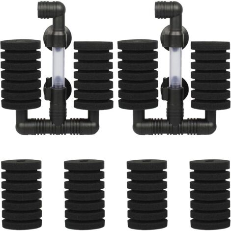 Lot De 2 Éponges Filtres Pour Aquarium (Noir+Bleu) - Filtration Mécanique & Biologique - Taille à Découper (32x12x2cm)