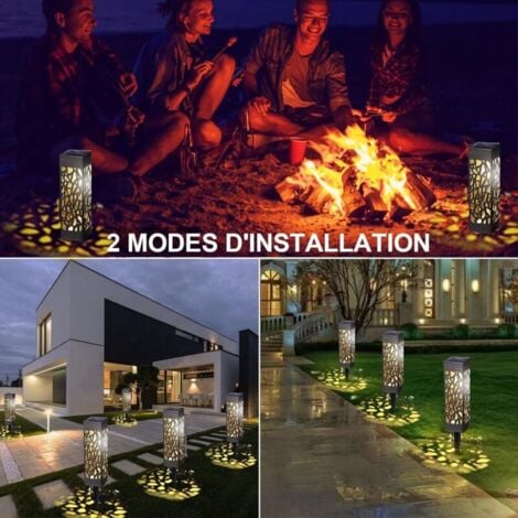 Lumière Solaire Extérieure, IP65 Étanche Lampe Solaire Jardin pour Allée Chemin Terrasse Pelouse Paysage Fête Noël (8pcs)