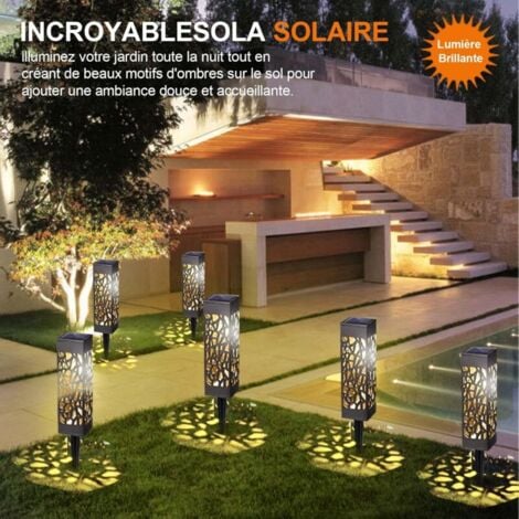 Lumière Solaire Extérieure, IP65 Étanche Lampe Solaire Jardin pour Allée Chemin Terrasse Pelouse Paysage Fête Noël (8pcs)