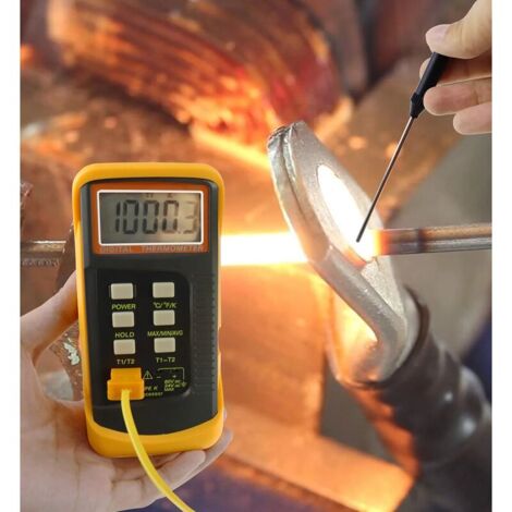 Thermomètre Numérique Thermocouple Double Canal Type K/J Avec 4 Sondes