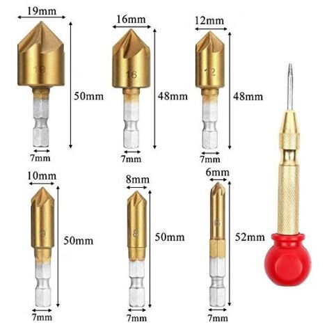 YIXISI 4 Pièces 6/10/13/16 Mm Bois Plug Cutter Set, Tige Ronde Forets à Tenon En Acier Au Carbone, Mèche à Bouchon Bois, Quatre Dents Fraises à Griffes Coniques, Pour Le Travail Du