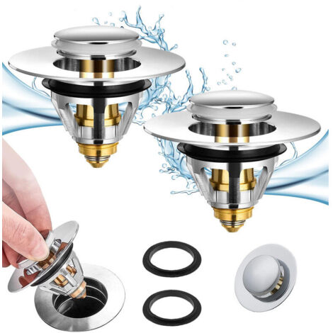 Pack De 2 Bondes De Lavabo En Acier Inoxydable – Anti-cheveux, Anti-bouchons, Pour évier Et Salle De Bain