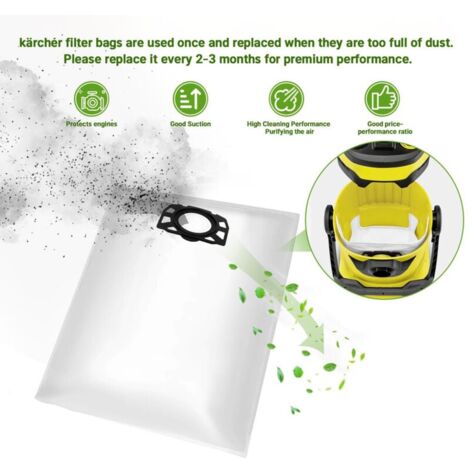 Lot De 16 Sacs D'aspirateur Pour Kärcher WD4 WD5 WD6 MV4 MV5 MV6 | Réf. Compatible 2.863-006.0