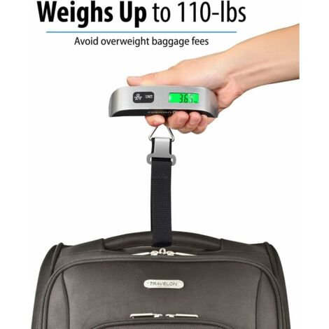 Pèse-Bagages Électronique Numérique 50 Kg / 110 Lb – Portable, Fonction Tare, Écran Rétroéclairé – Pour Voyages