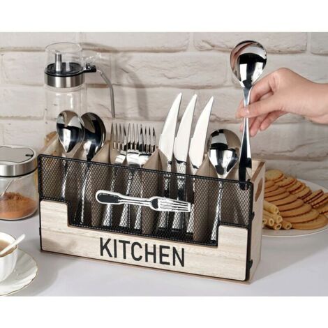 Range-couverts en bambou - 7-9 compartiments ajustables pour ustensiles de cuisine
