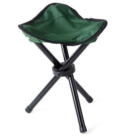 Tabouret Pliant 3 Pieds En Bois Et Toile - Chaise Nomade Pour Camping, Pêche, Festival