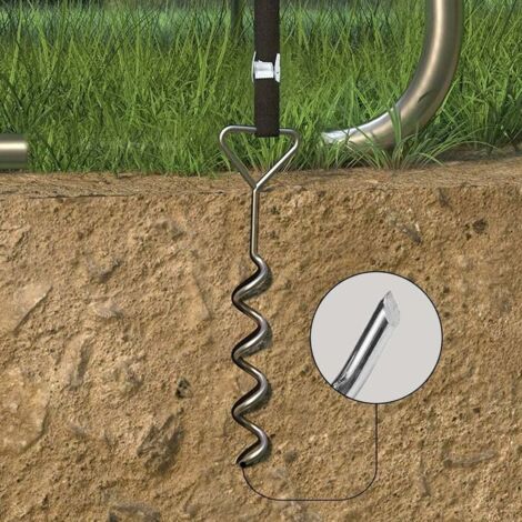 Kit D'Ancrage Au Sol 4 Pièces - Pour Trampoline, Balançoire, Tente - Chevilles En Spirale Acier Avec Sangles