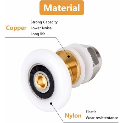 ZVD 8 Pcs Roulette Porte Douche Coulissante 19mm Rouleaux Pour Salle De