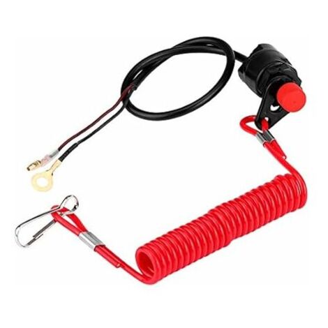 Interrupteur D'arrêt D'urgence Pour Guidon 22 Mm - Compatible VTT, Quad, Jet Ski - Avec Attache De Sécurité