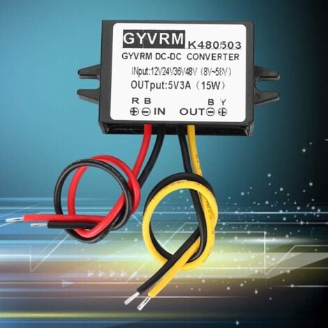 Régulateur de Tension Régulateur DC-DC 12V / 24V / 36V / 48V à 5V 3A Alimentation Convertisseur Continu Abaisseur