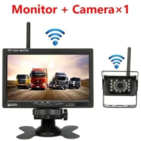 Camera de recul sans fil pour vehicule moniteur LCD de 7 pouces pour camion, Bus, RV, remorque, excavateur 12V-24V Etanche IP67 Angle 120��,