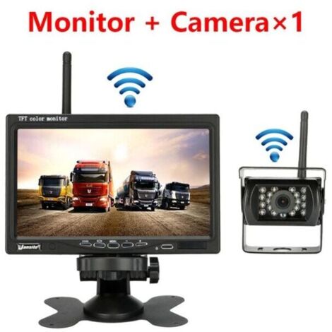 Camera de recul sans fil pour vehicule moniteur LCD de 7 pouces pour camion, Bus, RV, remorque, excavateur 12V-24V Etanche IP67 Angle 120��,
