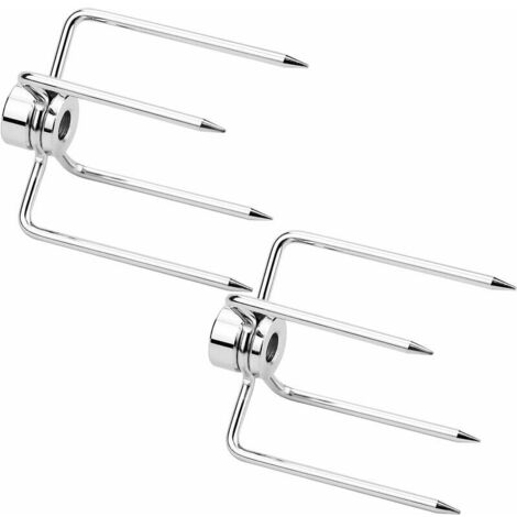 2 Fourchettes Tourne-broche Glomora - Acier Inoxydable, Pour Poulet, Brochettes, Barbecue, Cuisine Plein Air