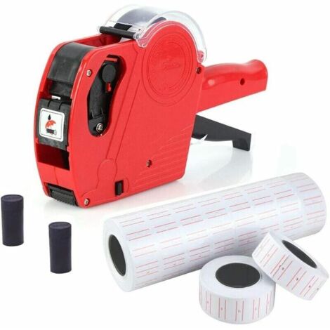 10 Rouleaux D'étiquettes De Prix MX-5500 - 5000 Pièces Au Total, Fond Blanc Avec Ligne Rouge