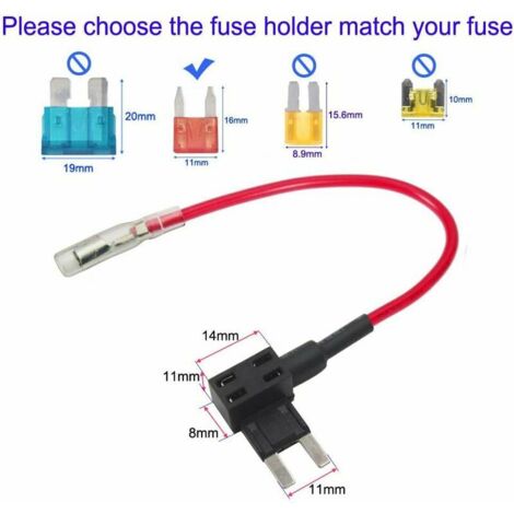 4 pièces de voiture de petite taille fusibles voleur de courant, adaptateur de fusible plat pour distributeur de fusibles enfichable avec fusible 6 pièces (3A / 5A / 7,5A / 10A / 15A / 20A)