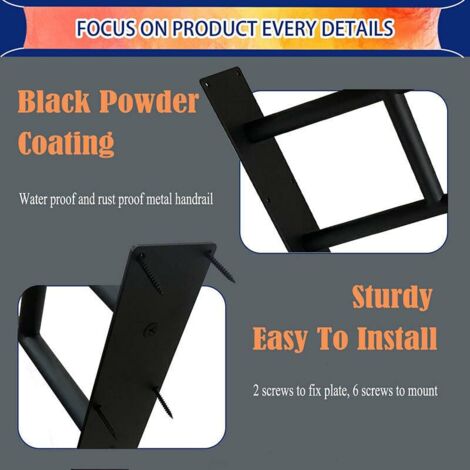 LQSYBHD Main Courante Pour Marches Extérieures, Rampe D'escalier Pour 1 à 3 Marches, Mains Courantes Murales En Forme De U, Barre D'appui De Sécurité Pour Escaliers, Adaptée Au Garag(Size:70cm/27.6